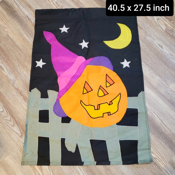 Vintage Jack O Lantern Pumpkin Halloween Yard Flag 28 x 40 In 2001 Nylon - Picture 4 of 7